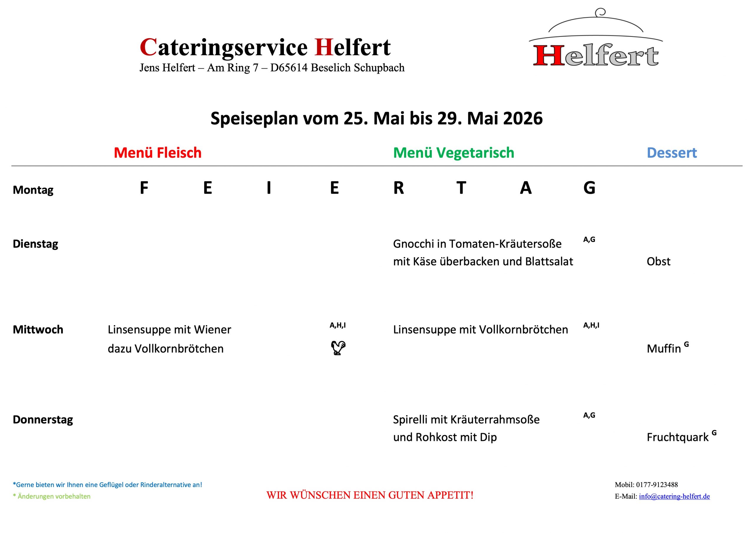 Speiseplan KW22